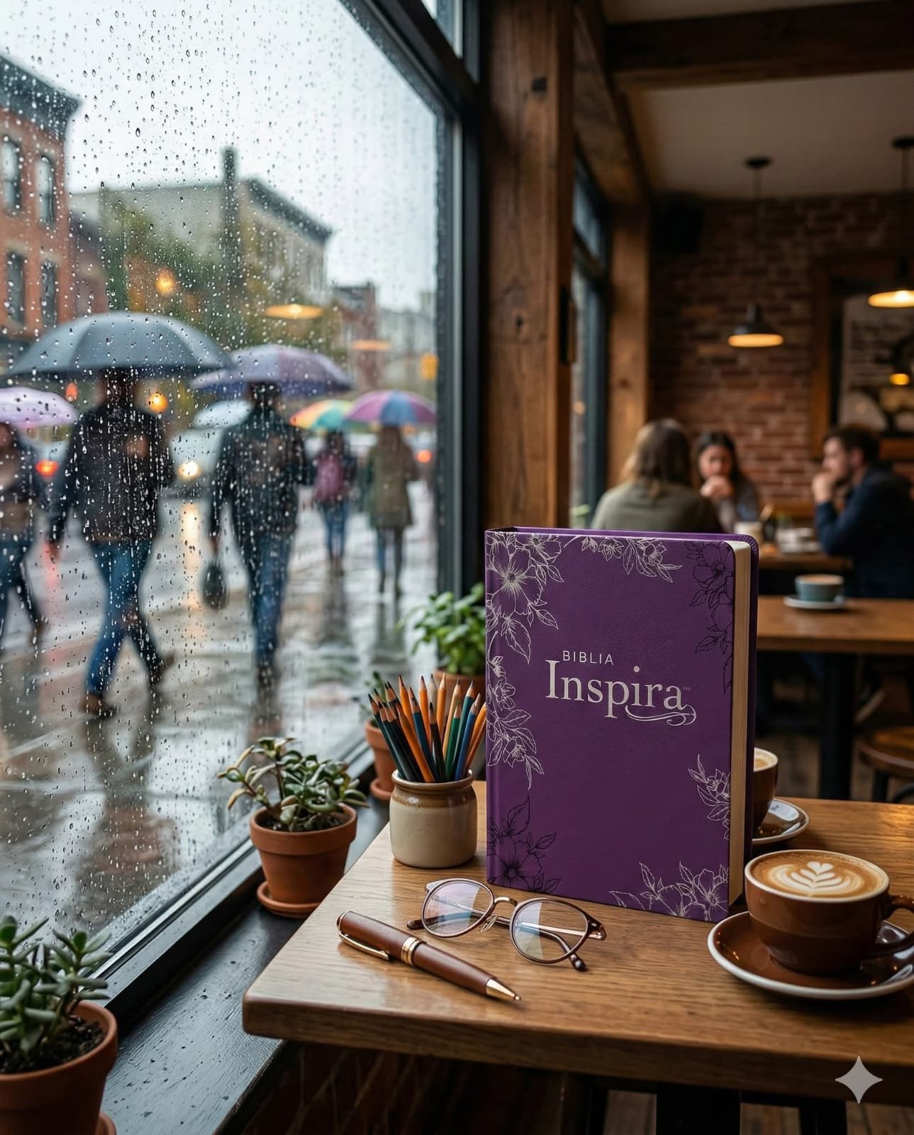 Biblia Inspira NTV morada para colorear con ilustraciones y estudio bíblico creativo