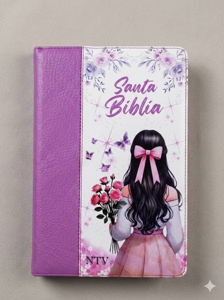 Biblia NTV con cremallera diseño niña cristiana portátil ideal para uso diario